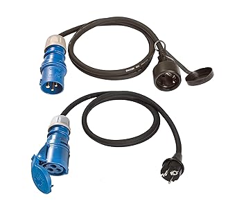 ViD 2x Adapterleitung CEE Stecker Kupplung 230V Camping H07RN-F 3x2,5mm² 16A 1,5m