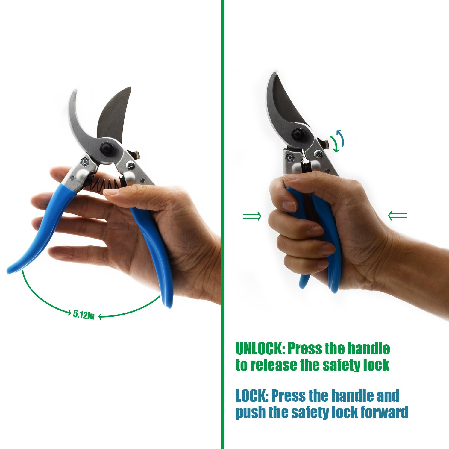 Allescool Cesoie potatura,Forbici da Giardino Professionale SK-5 Lama di acciaio,Forbici per potatura multifunzione con Lama,progettare risparmiare sforzo