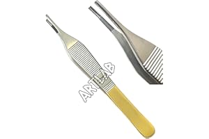 ARTLAB Premium German Stainless Tungsten Carbide TIP ADSON Forceps Tissue 1X2 Teeth ADSON Brown Forceps ADSON Dressing Forceps 4.75" Veterinary Instruments (ADSON Brown FORCEP 9X9 Teeth)