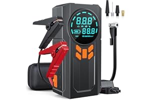 DECHANIE Jump Starter with Air Compressor, 5000A 150PSI Battery Jumper Starter Portable (9.0 Gas/8.0L Diesel), 12V Jump Box Car Battery Jump Starter with Smart Jumper Cables, 3 Modes Flashlight, LCD Display