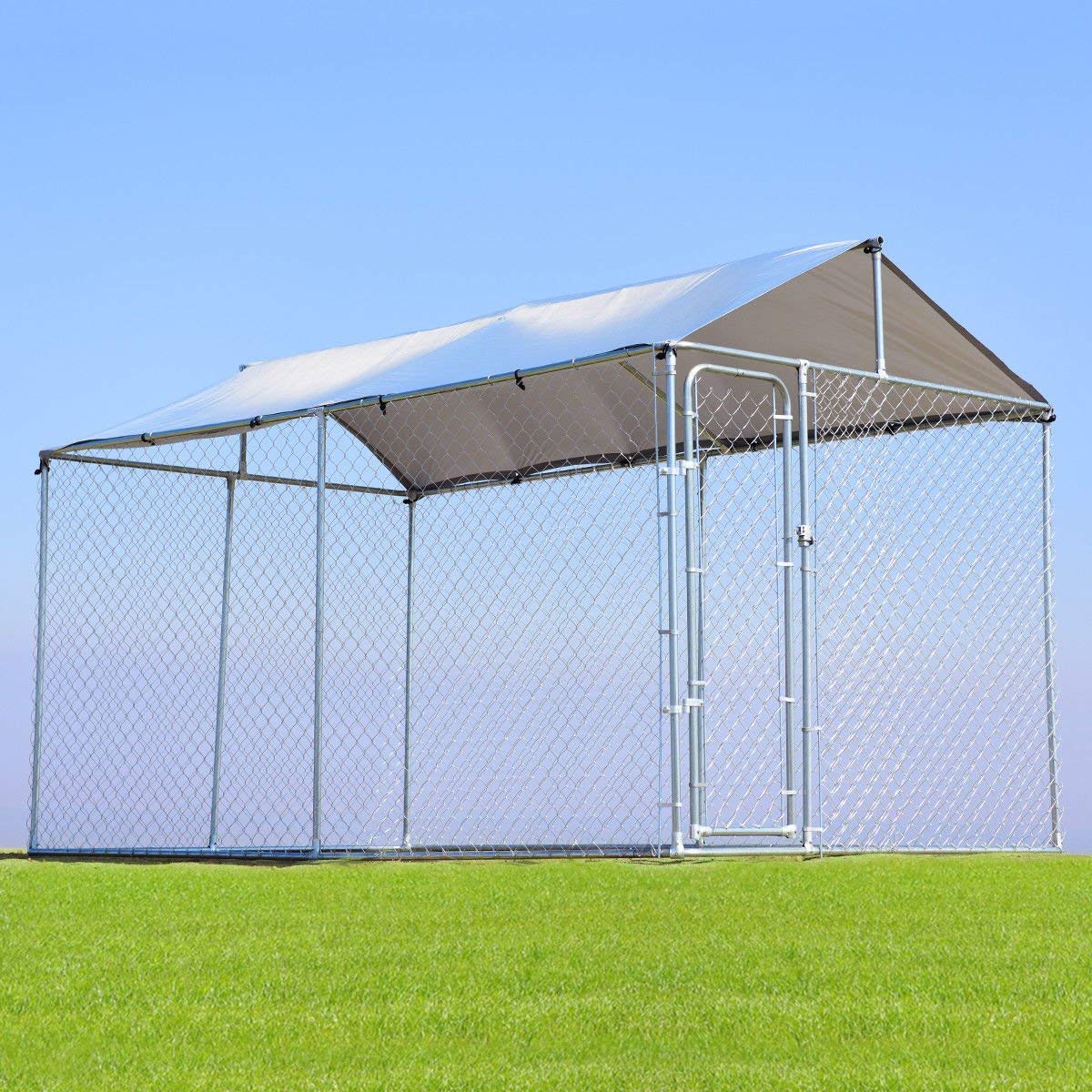 Giantex Large Pet Dog Run House Kennel Shade Cage With Roof Cover