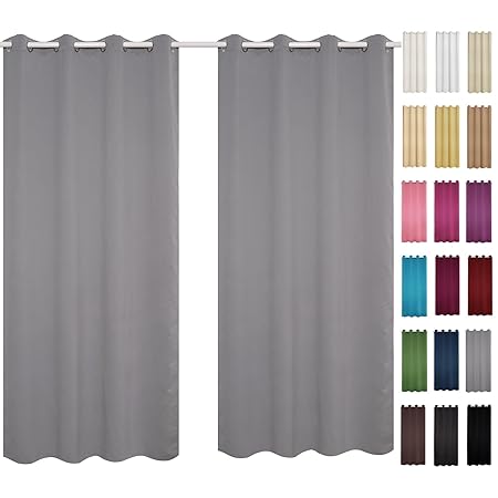 Set Of 2 Lightweight Heavy Duty Curtain Eyelet Curtain Blackout