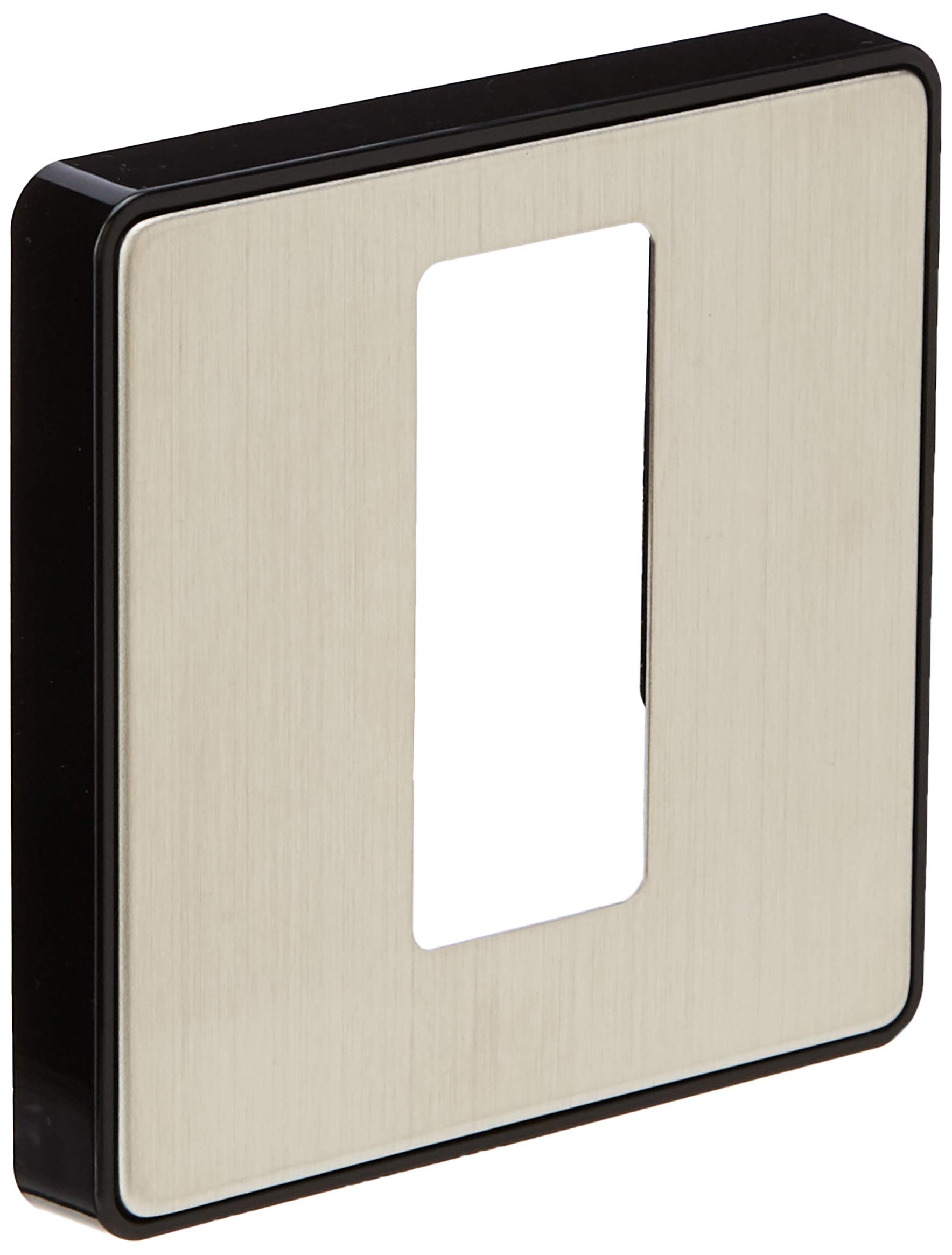 MK Dimensions 1 Gang 50A DP Switch and Neon Brushed Stainless Steel Finish Frontplate with a Black Trim