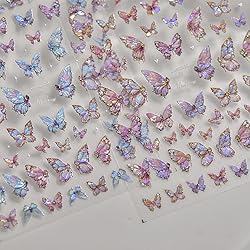 Butterfly Nail Art Stickers Decals Purple Pink