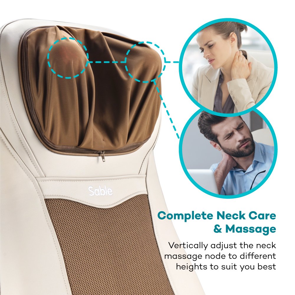 Sable Back Massage Seat Cushion for Chair with Heat, Shiatsu Massagers