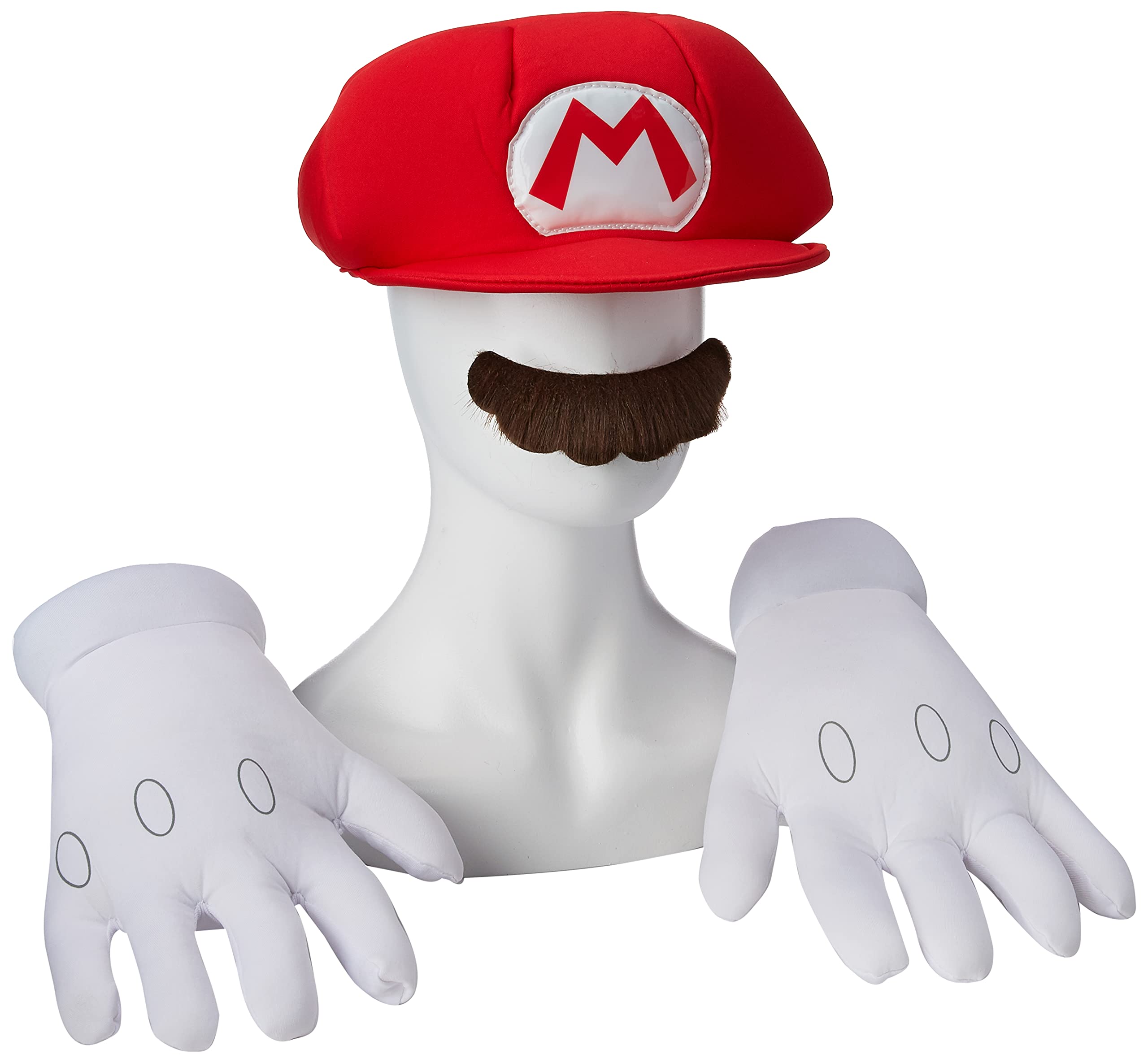 Disguise Nintendo Super Mario Adults Red Hat Moustache & Gloves Plumber Costume Accessories One Size