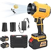WODHMIEY Cordless Leaf Blower Handheld 30000RPM High Speed Electric Blower with 2 Battery and Charger, Lightweight and Battery Powered, Compatible with Batteries for Patio Garden Yard (Orange)