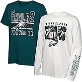 NFL Officially Licensed Kids Youth Boys 8-20 Primary Logo Wordmark in The Mix 2 Pack Long Sleeve T-Shirt Combo Set