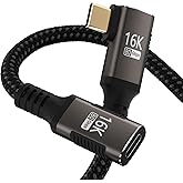 usbc extension cable right angle short 2FT Compatible with Thunderbolt 5/4/3 extender 80Gbps Data Transfer,usbc female to male Cable,8K@120Hz/16K@60Hz Display,90° USB Type C 240W PD3.1 Fast Charging.