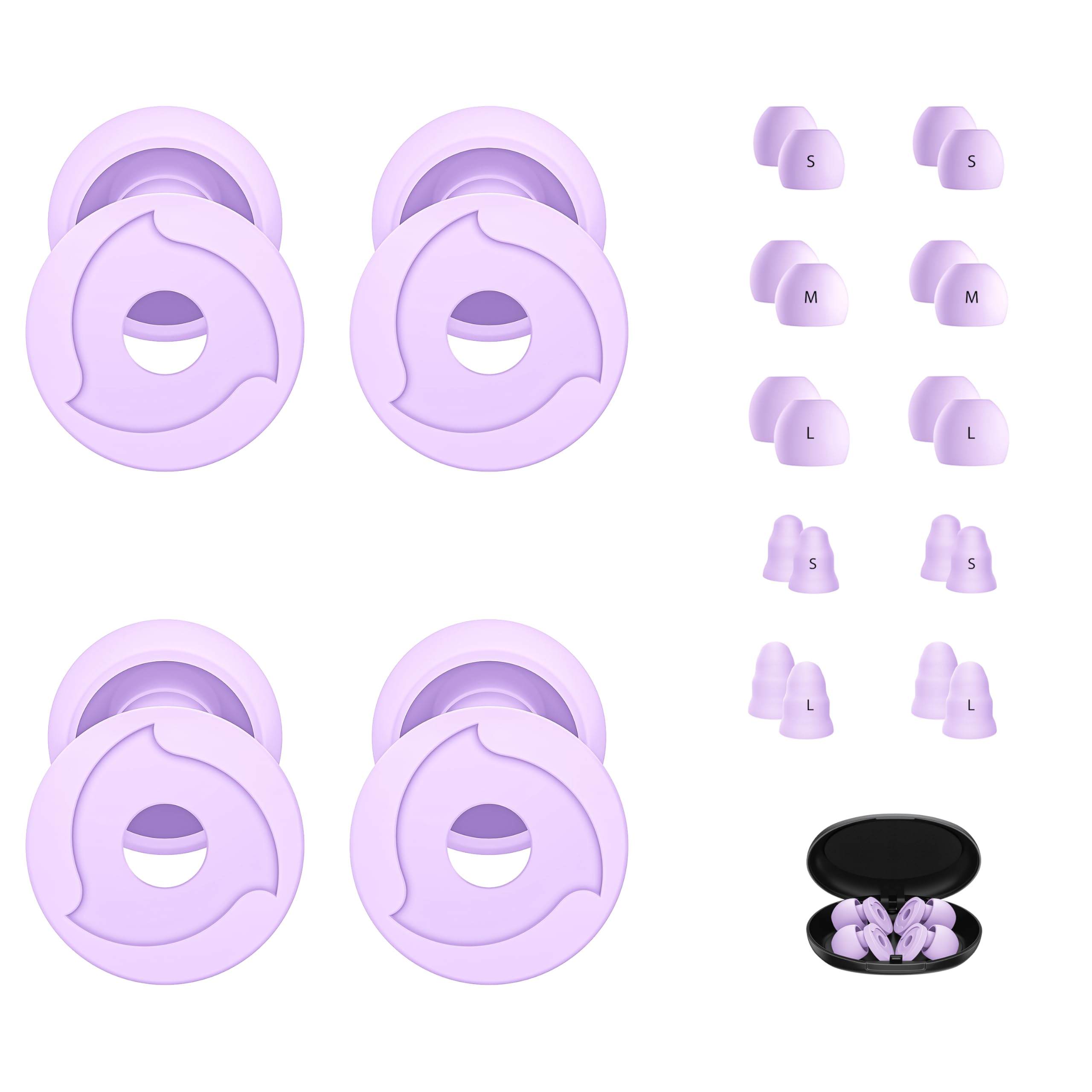 Photo 1 of 2 Pairs Ear Plugs for Sleeping Noise Reduction, 30-35dB NRR Earplugs for Noise Cancelling for Noise Sensitivity, Airplane,Study, Travel, Reusable Silicone Ear Plugs with 10 Ear Tips in S/M/L