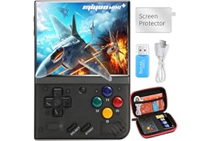 ECOFFER Miyoo Mini Plus Retro Game Console,Portable Handheld Open Source Game Console with Storage Case,3.5" HD Display,Compatible with a Large Variety of Classic Games.(Black 64G)