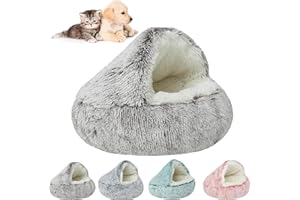 Cozy Cocoon Dog Bed, Cuddle Dog Bed for Dogs Medium Large, Fluffy Covered Hooded Cozy Burrow Puppy Beds, Hooded Bed for Dogs 
