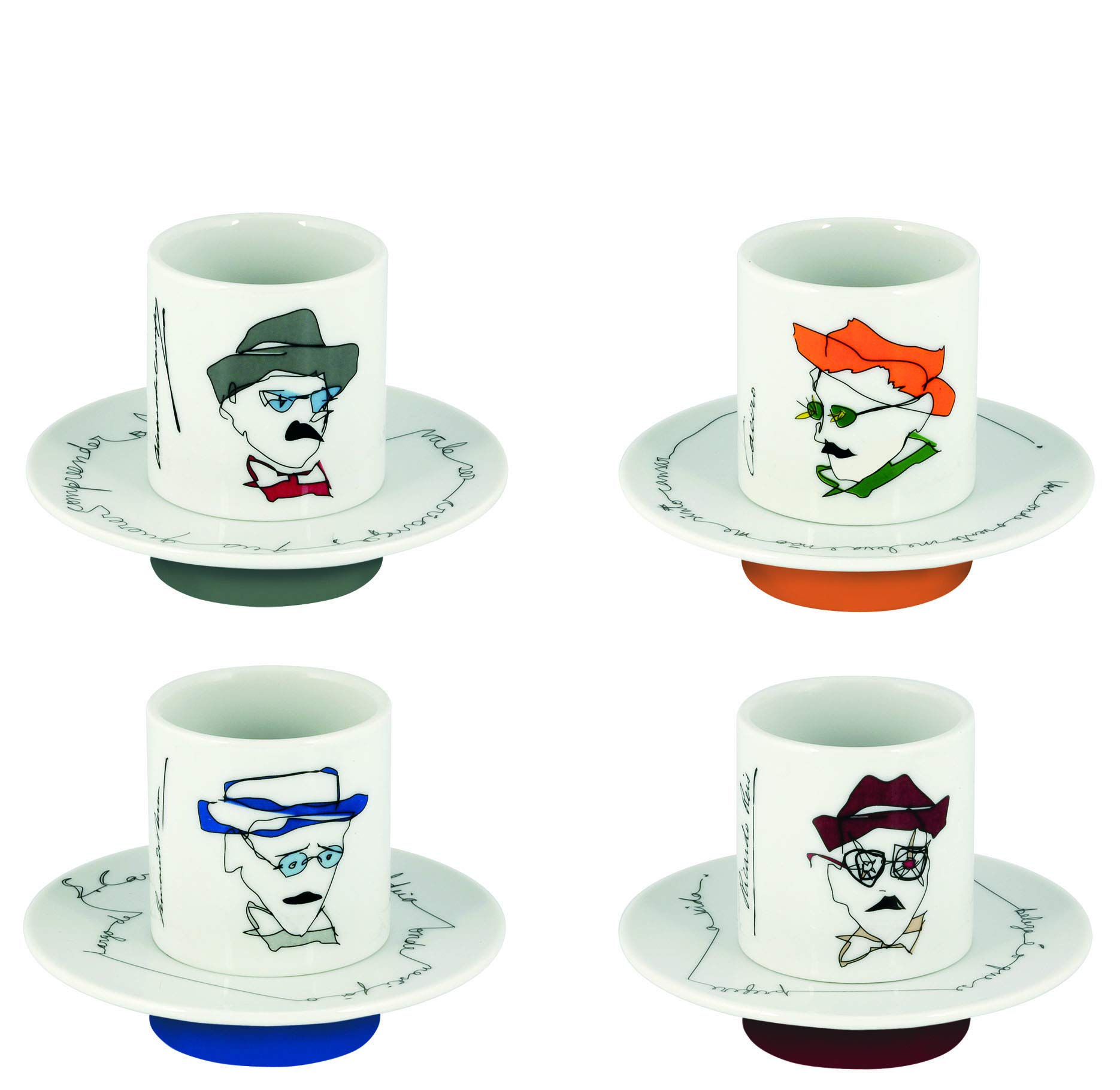 Set 4 Coffee Cups & Saucers-Heteronimos