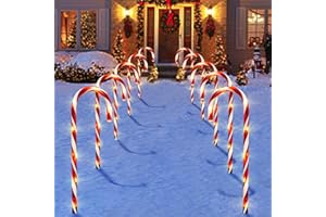 Bstge Christmas Decorations Outdoor, 10 Pcs Candy Cane Lights, 21'' Solar Pathway Lights with 8 Lighting Modes, Waterproof Garden Lights for Christmas Patio Yard Walkway Decorations