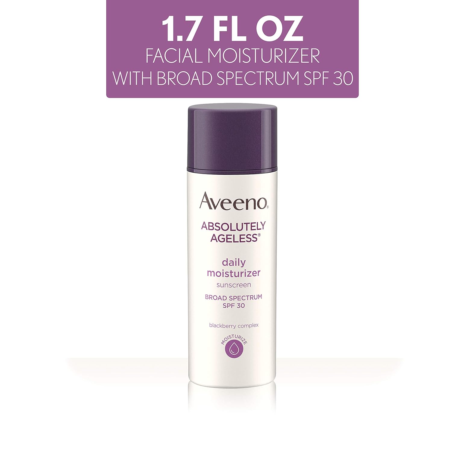 Aveeno Absolutely Ageless Anti-Wrinkle Facial Moisturizer with SPF 30 Sunscreen, Antioxidant-Rich Blackberry Complex, Vitamins C & E, Non-Comedogenic & Oil-Free Moisturizer, 1.7 fl. oz: Beauty