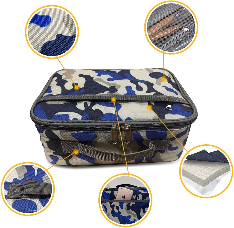 GRKJGytech Insulated Lunch Bag for Men Kids Portable Leakproof Food Drink Camo Cooler Bag for Boys Girls Pack Lunch Box for Work School Picnic Camping(Camo Blue) - Image 5