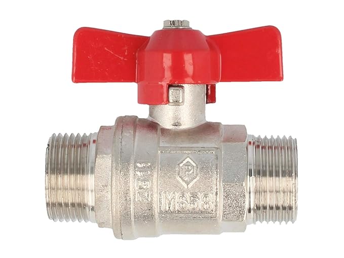 tecuro Kugelhahn Größe 1 Zoll Außengewinde x Außengewinde, Flügelgriff rot