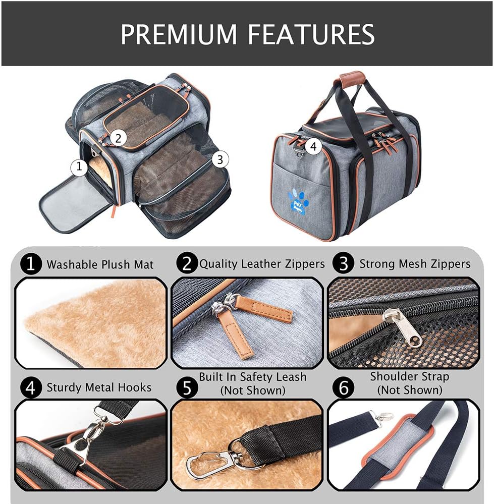Petpeppy The Original Airline Approved Expandable Pet Carrier by Pet Peppy- Two Side Expansion, Designed for Cats, Dogs, Kittens, Puppies - Extra Spacious Soft Sided Carrier! (Black) : Pet Supplies