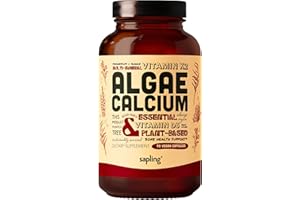 sapling Calcium Supplement - Whole Food with Vitamin K2 & D3, Magnesium, Zinc, Boron, Mineral Complex. Sourced Sustainably from Red Algae. for Bone Strength and Support. Non-GMO & Vegan 90 Capsules.