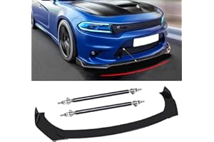 DREAMIZER Black Front Bumper Lip Splitter Spoiler + Strut Rods Compatible with Dodge Charger RT SXT SRT 2012-2022