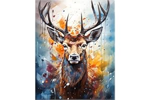 Paint by Numbers Adult Kit, Deer Paint by Number for Adults Beginners - 16x20 Inch, Deer Acrylic Oil Painting by Number Kits 