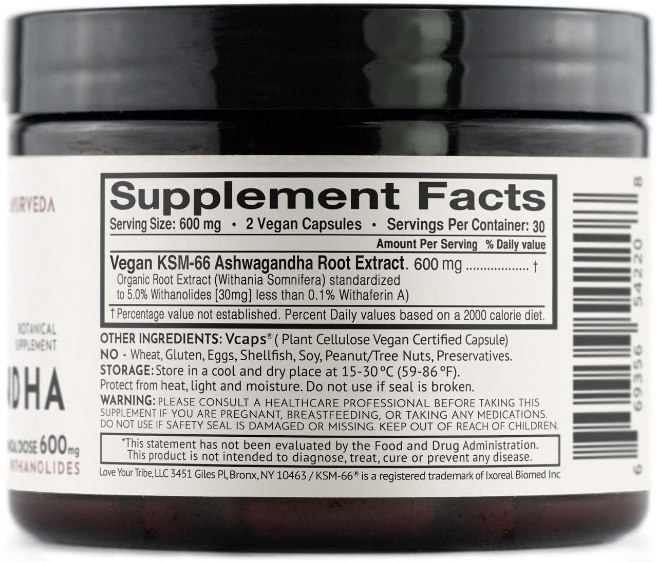 Vegan KSM-66 Ashwagandha Capsules - Pure Organic Root Extract, NO Additives - 5% Withanolides - 60 VCaps - Stress Relief Boost Immunity Adrenal Support Thyroid Support Cortisol Manager: Health & Personal Care
