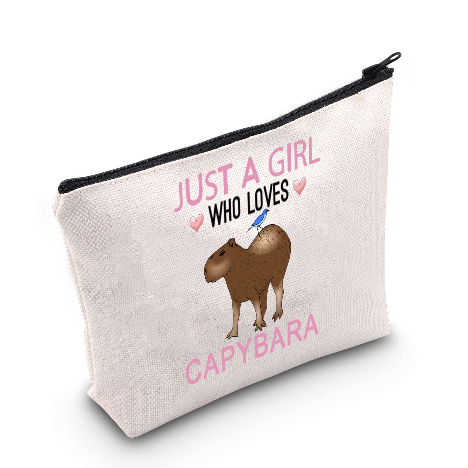 FUNYSO Capybara Gift Capybara Lover Gift Just a Girl Who Loves Capybara Cosmetic Bags Animal Lover Gift (Loves Capybara UK), Off White