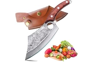 KITORY Meat Cleaver Chef Knife Forged Cleaver Knife Sharp Butcher Boning Knife Heavy Viking Knife 7 Inch, High Carbon Steel B