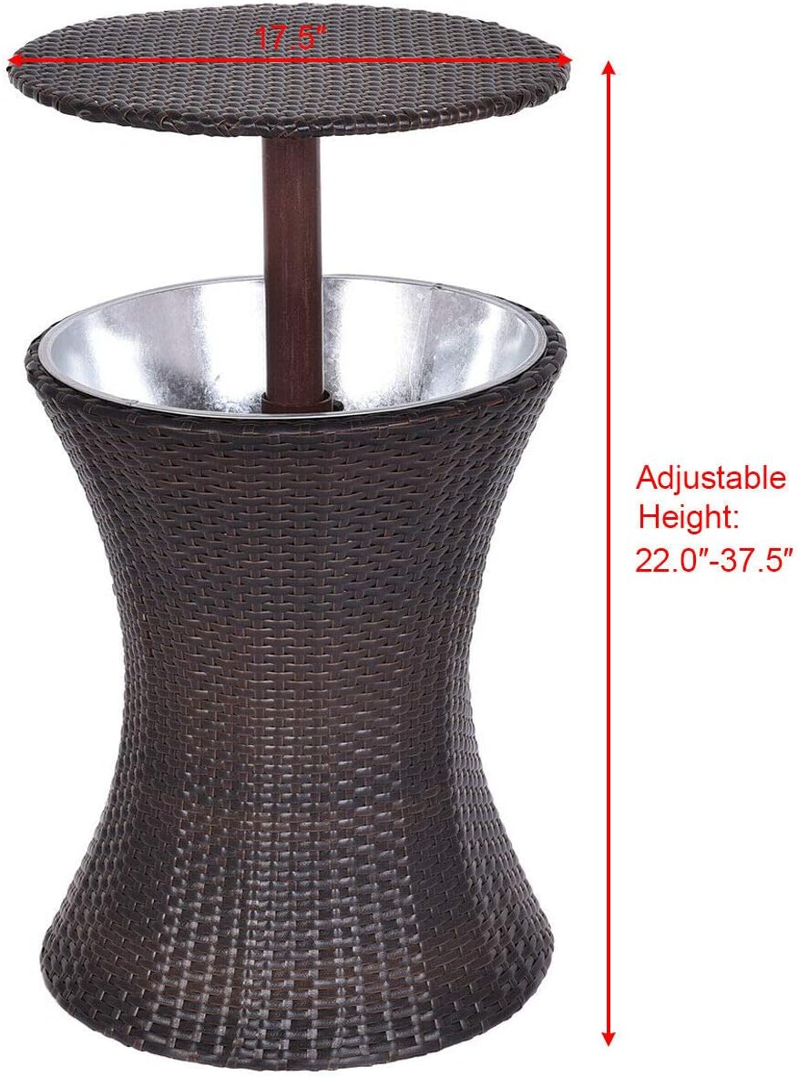 Amazon Com Picotech Rattan Ice Cooler Table Brown Durable