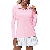 MAGCOMSEN Women's Quarter Zip Pullover Long Sleeve UPF 50+ Rashguard Golf Sun Protection Shirts Quick Dry Workout Tops