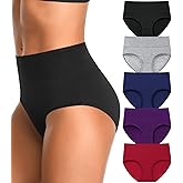 OPIBOO High Waisted Womens Underwear Cotton Tummy Control Postpartum Full Coverage Panties Stretch Briefs Black