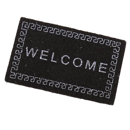 1//12 Floor Covering Rug Carpet Welcome Mat Dollhouse Front Door Decor Black