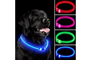 NOVKIN LED Dog Collar , Rechargeable Light Up Dog Collars,IP67 Waterproof Dog Lights for Night Walking，Adjustable, Reusable S