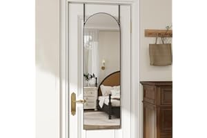 TinyTimes Over The Door Mirror Full Length, 48"x14"Door Hanging Mirror Full Length Arch Mirror, Behind The Door Wall Mirror, Back of Door for Closet Bedroom Living Room, Black