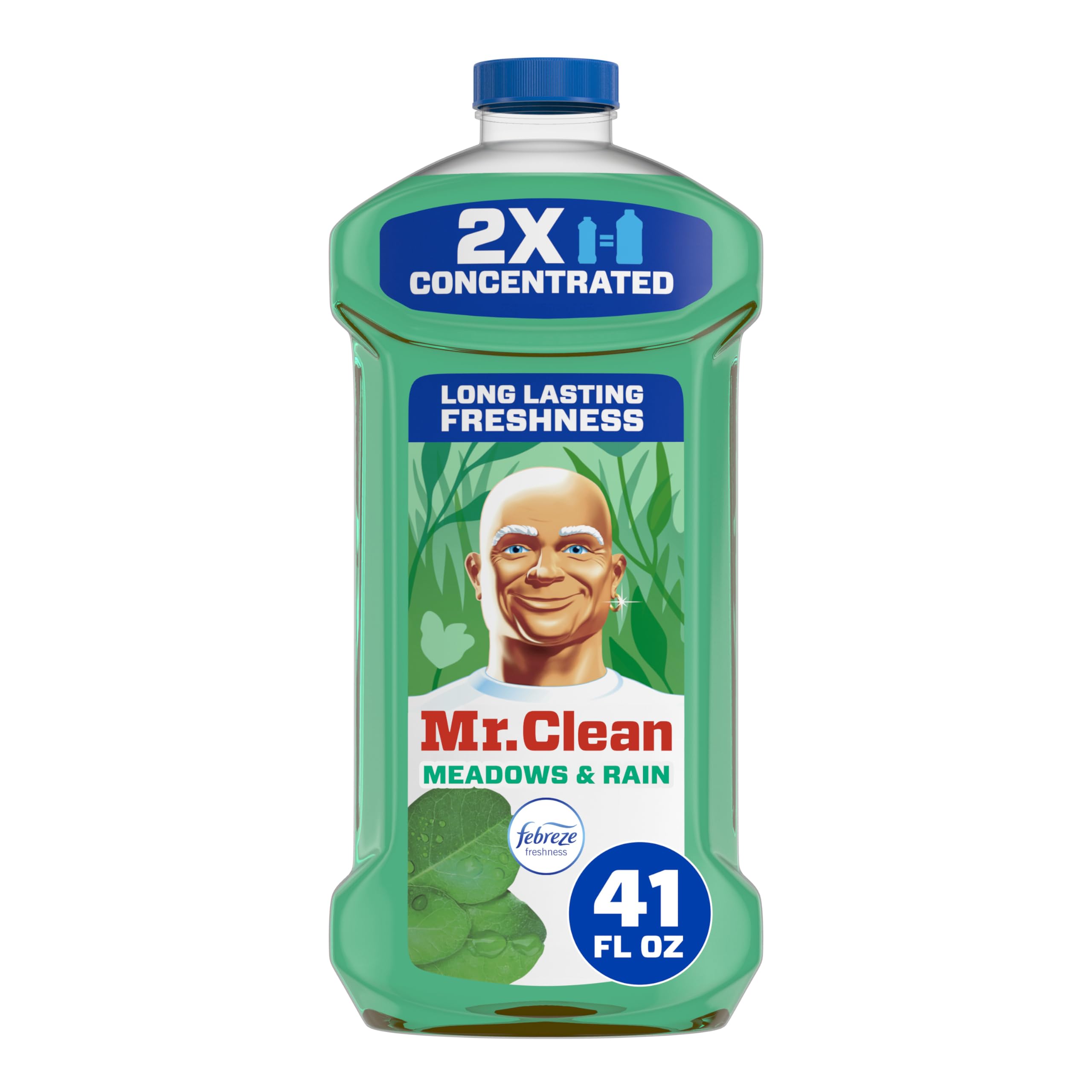 Photo 1 of Mr. Clean All Purpose Cleaner, Floor Cleaner for Mopping Home, Bathroom, & Kitchen, Cleaning Liquid for Mop & Bucket, Cleaning Supplies, Multi-Surface Dilutable, Meadows & Rain, 41oz