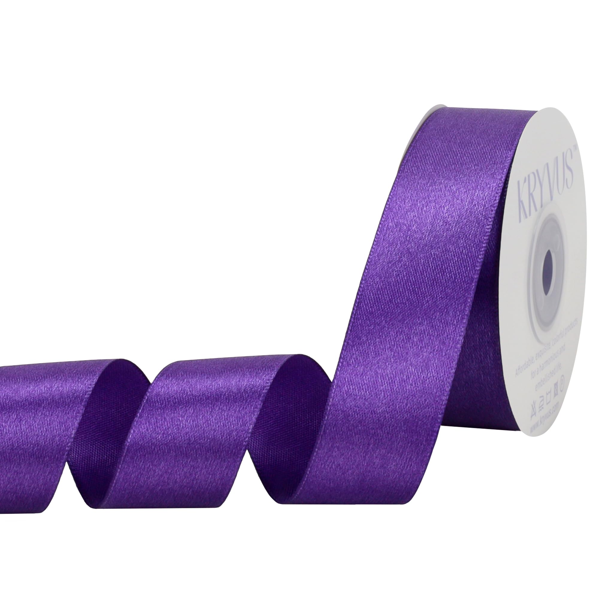 Kryvus Purple Satin Ribbon, 25mm x 22M Single Face Purple Ribbon, Solid Color Satin Ribbon Perfect for Gift Wrapping, Crafts, Bow Making, Sewing and Wedding Decorations