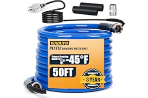 WABUPD 50FT Heated Water Hose for RV,Heated Drinking Water Hose,Anti-Freezing Temperature Down to -48°F, Great Rv Accessories for Campers, Livestock, Agriculture (50FT)