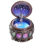 DELIWAY Vintage Music Box Constellation Style Plays Always with Me Tune, Goddess Rotating Musical Box Sankyo 18-Note Wind Up Hand-Painted Collectible Zodiac Gift for Christmas Birthday