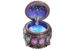 DELIWAY Vintage Music Box Constellation Style Plays Castle in The Sky Tune, Goddess Rotating Musical Box Sankyo 18-Note Wind Up Hand-Painted Collectible Zodiac Gift for Christmas Birthday