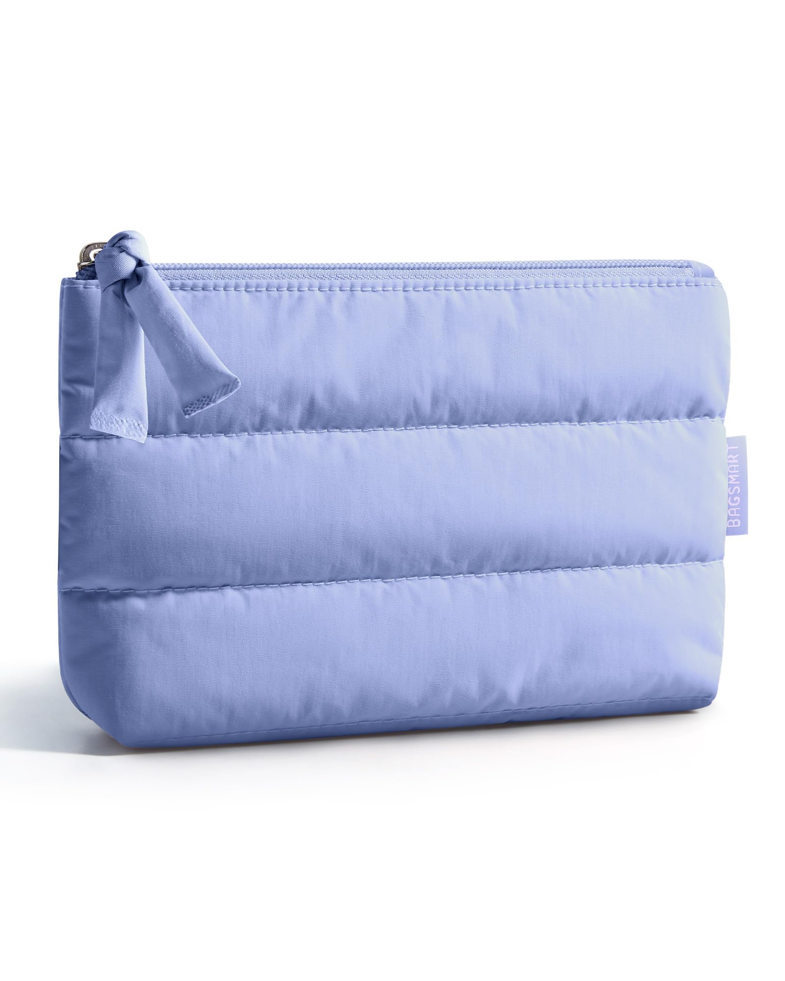 Photo 1 of BAGSMART Small Makeup Bag, Puffy Portable Cosmetic Pouch with Charm Zipper, Water-Resistant Travel Organizer for Women (Lavender, Small)