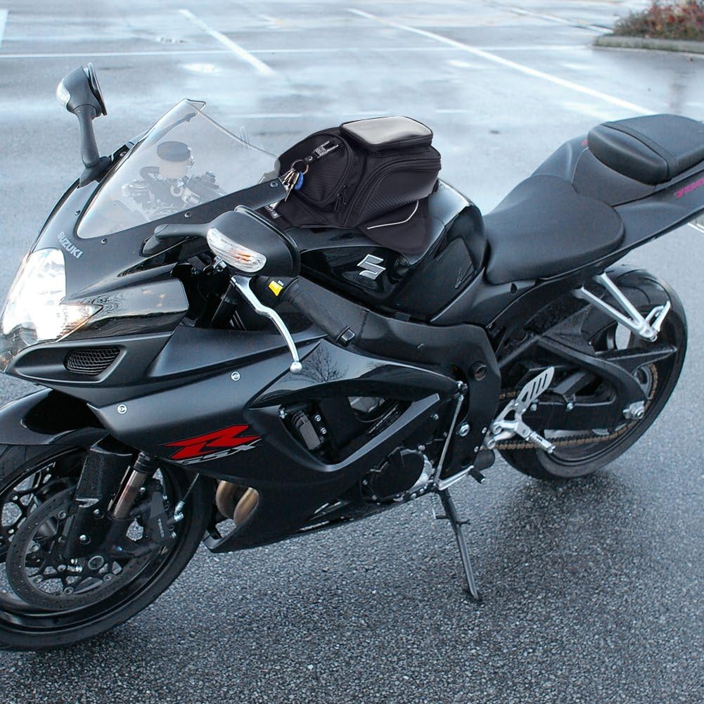 Motorcycle Tank Bag, Water Resistant with Super Strong Magnetic Gas Oil Fuel Tank Bag Black bigger Window for Honda Yamaha Suzuki Kawasaki Harley: Home Improvement