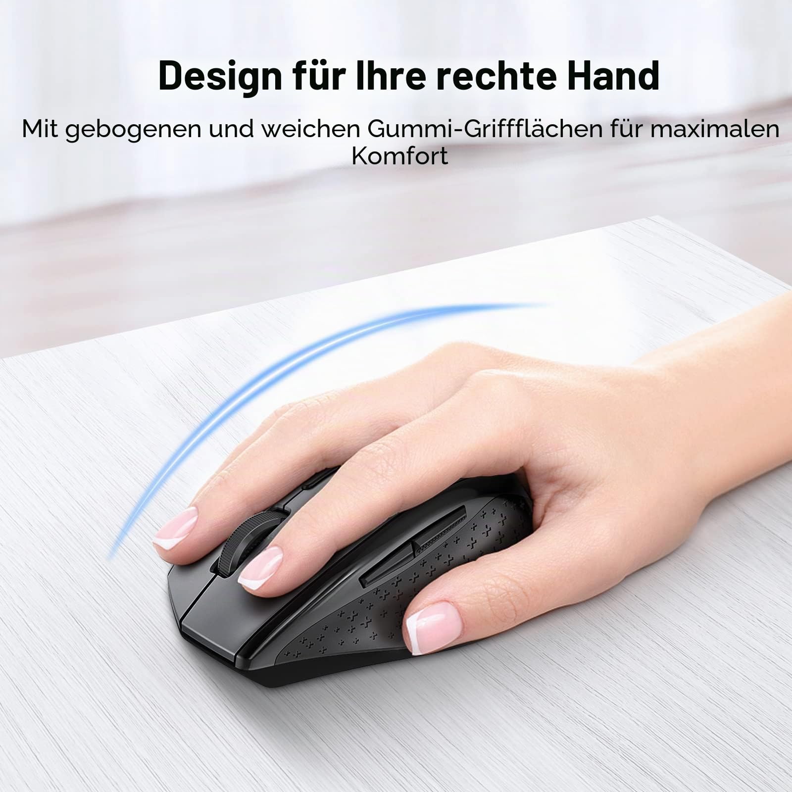TECKNET Silent Maus Kabellose, 4800DPI 2.4GHz Leise Funkmaus mit Nano Empfänger, Side Control, Ohne Klickgeräusche, 6 Verstellbare DPI Level, Sechs Knöpfe Wireless Maus für Büro Zuhause, Schwarz 8