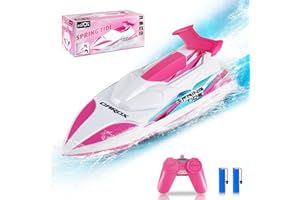 Carox RC Boat Pool Toys for Kids - 2.4GHz Remote Control Boat for Swimming Pool & Lakes Water Toy, 360° Flip Stunt Racing Boats with 2 Modular Rechargeable Battery, Gifts for 6-12 Girls Kids