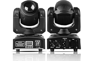 U`King LED Moving Head Light 25W DJ Lights Stage Lighting with 8 GOBO 8 Color by DMX-512 and Sound Activtaed Control Spotlight for Disco Parties Wedding Church Live Show KTV Club (Black-1 Piece)