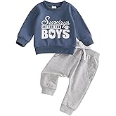 Toddler Baby Boy Football Outfit Football Embroidery Sweatshirt Pullover Casual Jogger Pant 2Pcs Fall Sport Clothes