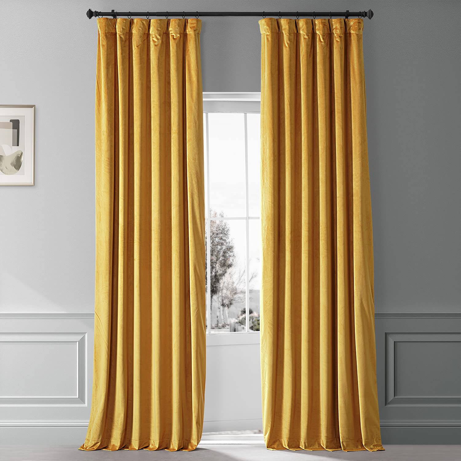 HPD Half Price Drapes Blackout Solid Thermal Insulated Window Curtain 50 X 108 Signature Plush Velvet Curtains for Bedroom & Living Room (1 Panel), VPYC-SBO179760-108, Sophmore Gold