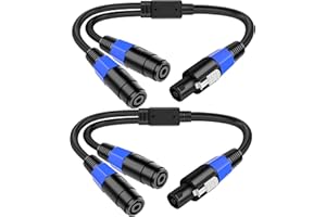 LanSenSu Speakon Splitter Cable,1 Male to 2 Female XLR Y Splitter Speakon Splitter Cable Speakon 1-Male to 2-Female（2Pack）