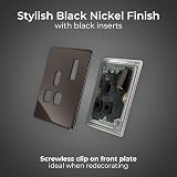 BG Electrical Single Switched Power Socket Black Nickel 13A FBN21B view 2