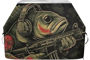 XYMZR Grill Cover Fish Soilder Fun, 65” BBQ Gas Grill Cover for Outdoor Grill – Stylish Design, Waterproof, Fade Resistant, A