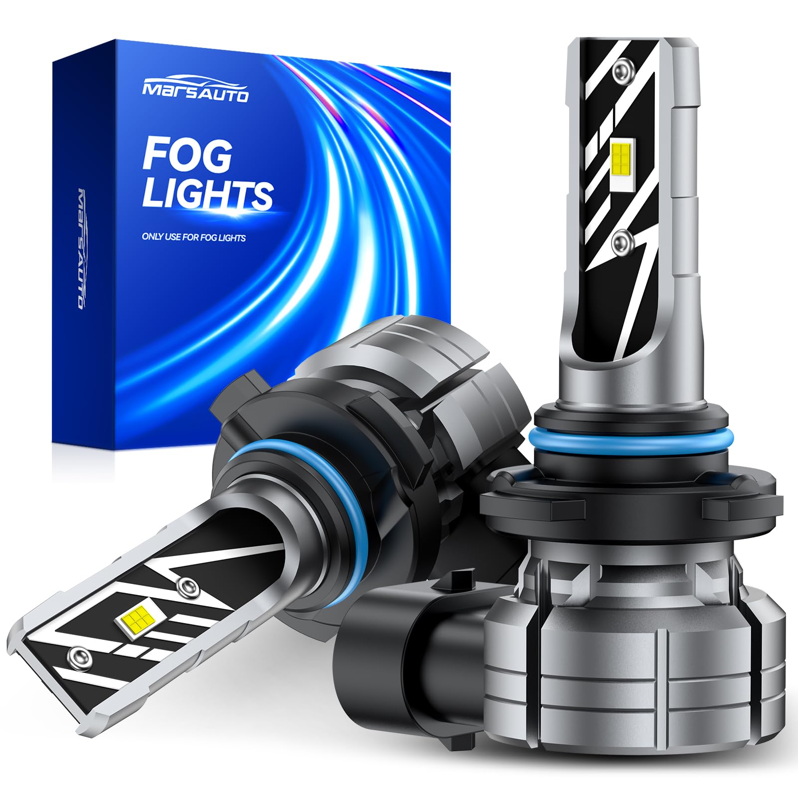 Marsauto 9145 H10 LED Fog Light Bulbs, 14,000LM 6500K Cool White H10 9140 9145 LED Bulb Fog Lights, Non-Polarity, 70000HRS Lifespan 9145 Fog Light Bulbs for Fog Lights and DRL, Exterior Lighting Image